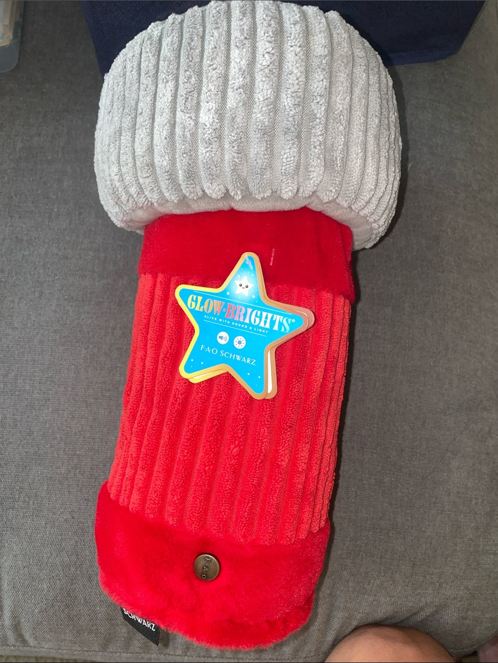 FAO Schwarz Red and Gray Plush flashlight